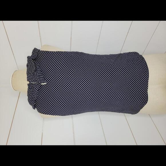J CREW size 2 navy blue & white dots silk sleeveless blouse - Picture 3 of 6